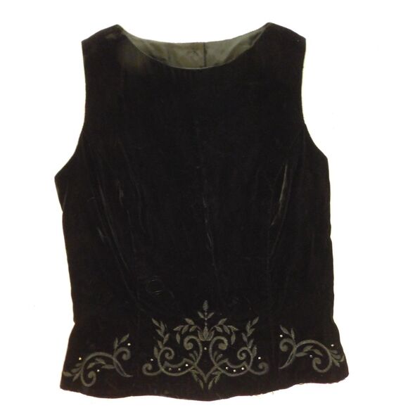 Vintage Scott McClintock Black Velvet Top Formal Sleeveless Embroidered NOS Y2K - Picture 1 of 14
